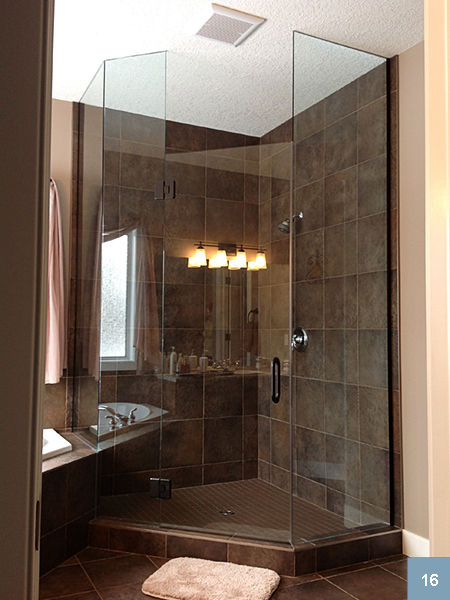 Corner shower with clear glass