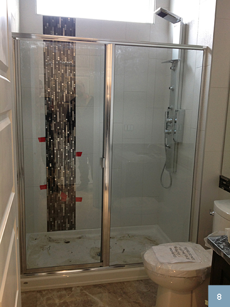 Sliding glass door shower