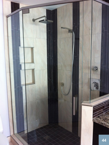 Black and white walk-in shower