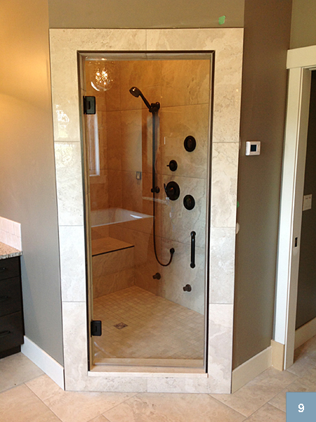 Corner shower with glass door