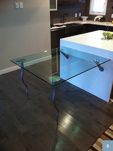 Custom designed glass side table