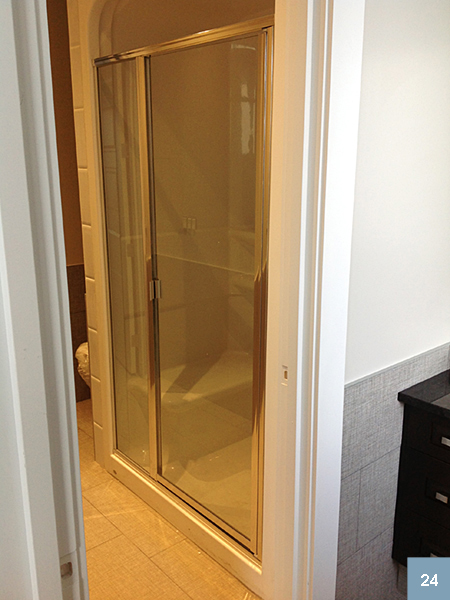 Shower with semi-frosted glass