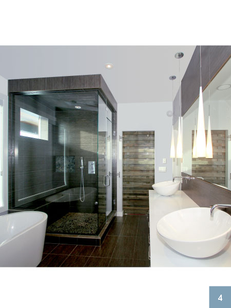 Glass shower and two sinks